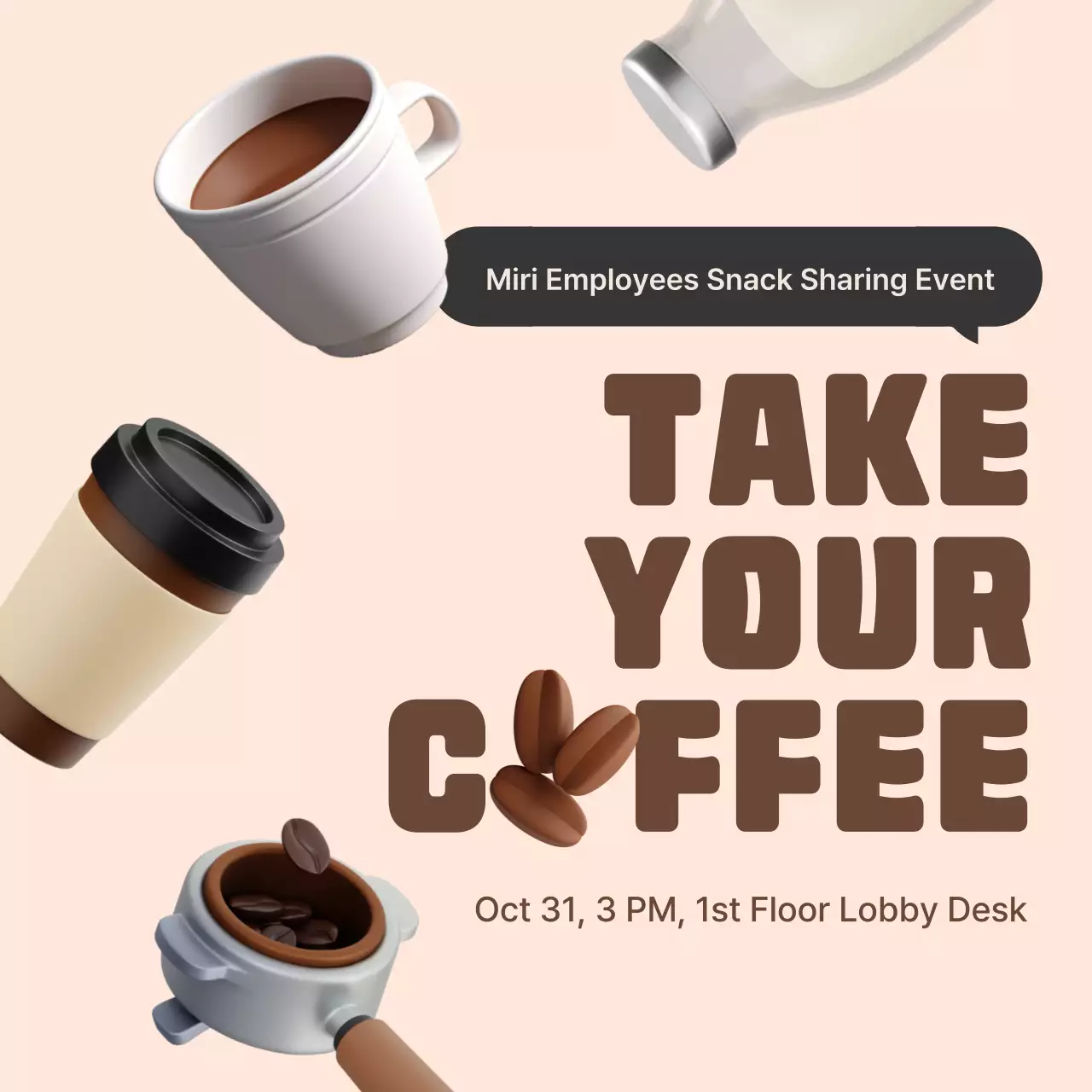 베이지 레트로 커피 이벤트 인스타그램 포스트