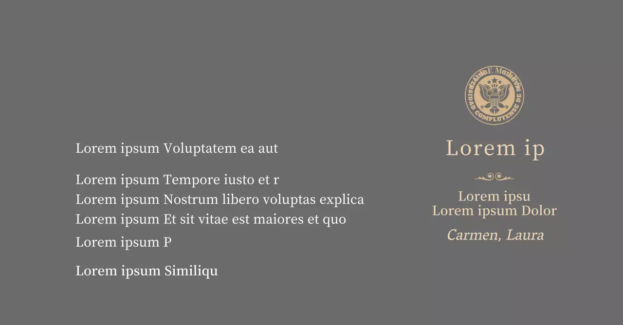 Lujosa placa de titulación con el logotipo de la escuela y adornos dorados