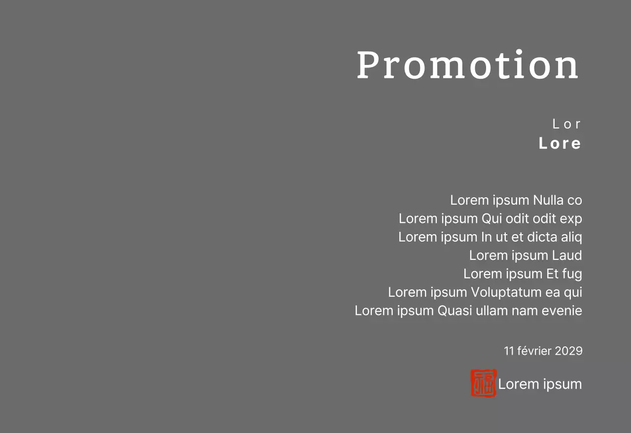 Plaque de félicitations pour une promotion dans une police serif de grande classe