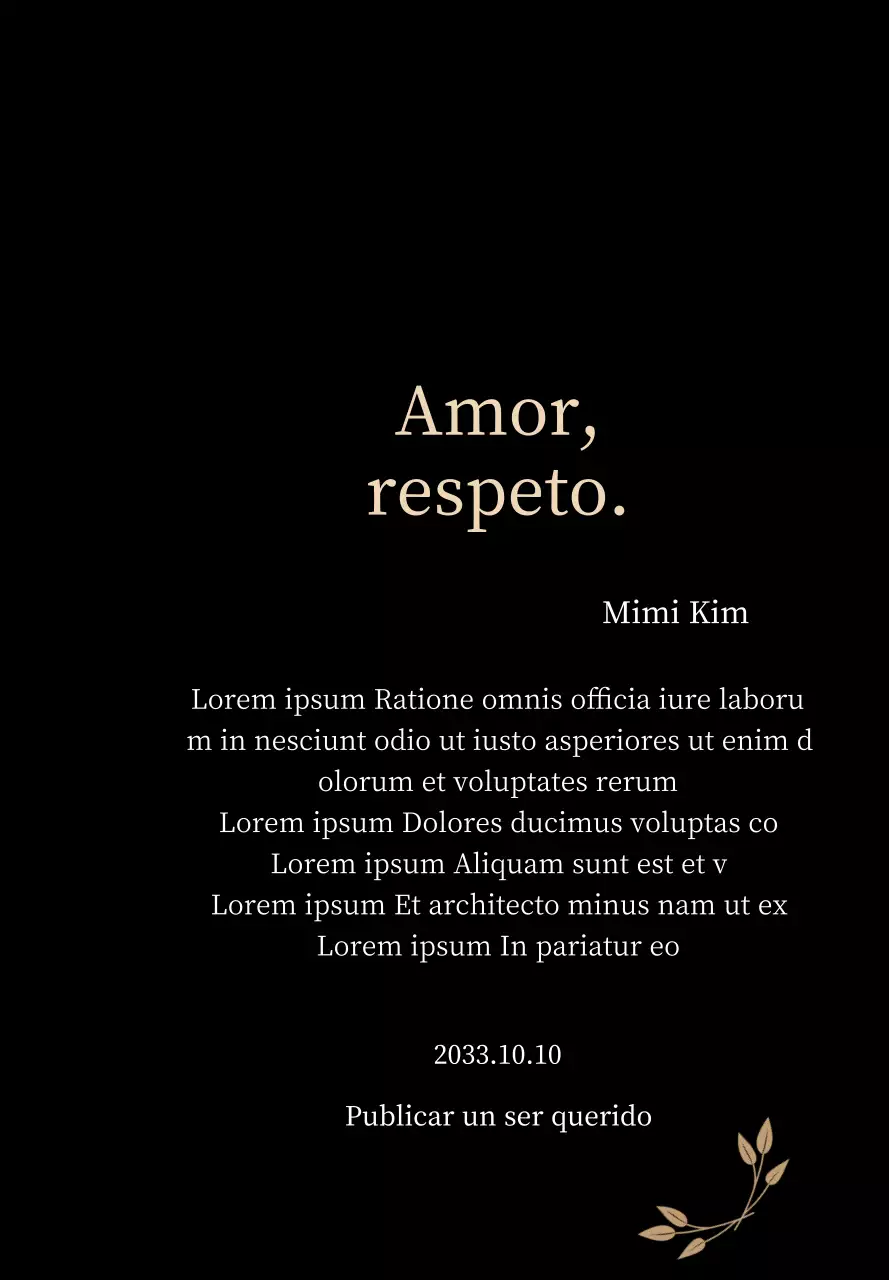 Elegante placa de agradecimiento con oro y hojas