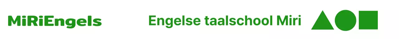 Een groene vorm om een Engelse taalschool te promoten.