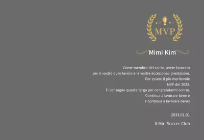 Targa del campionato con alloro e trofeo in oro