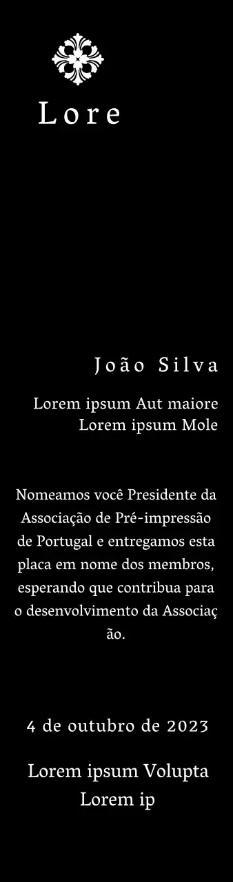 Uma placa de comissionamento de aspeto régio com uma decoração elaborada