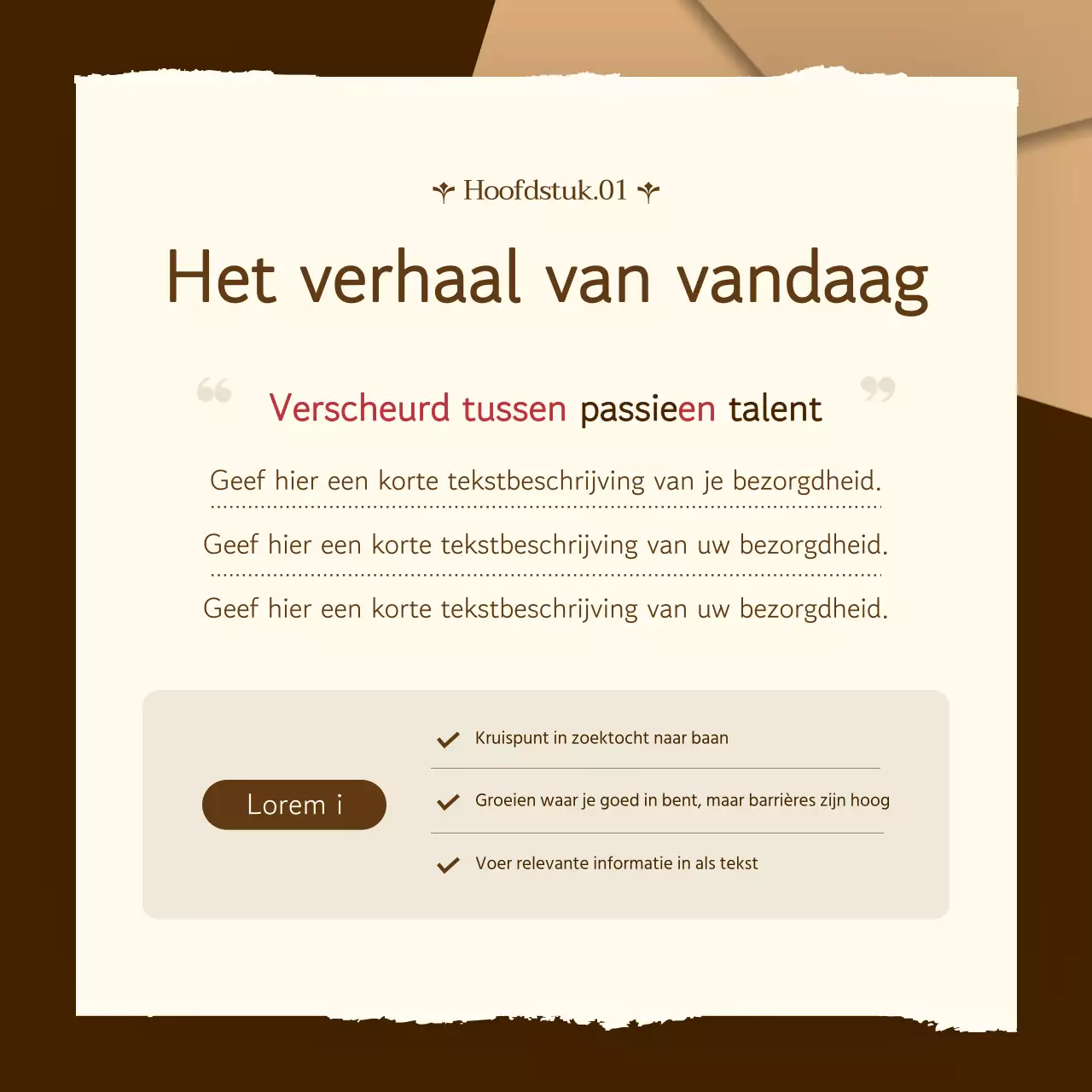 Een eenvoudige, bruine en beige advieslijn promoten