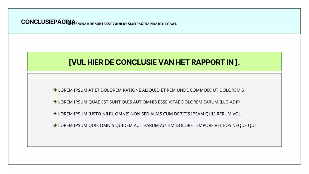Een eenvoudig afdrukbaar rapport in lichtblauw en chartreuse