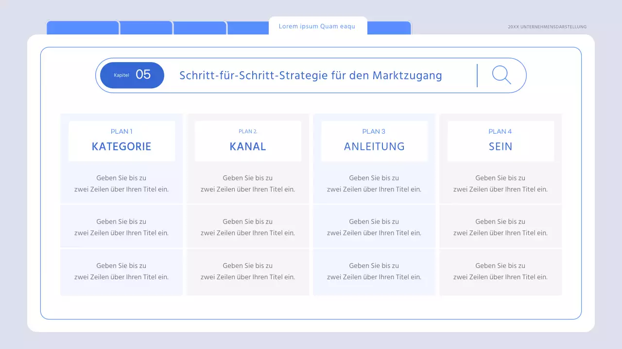 Ein minimalistischer Marktforschungsbericht in Hellblau