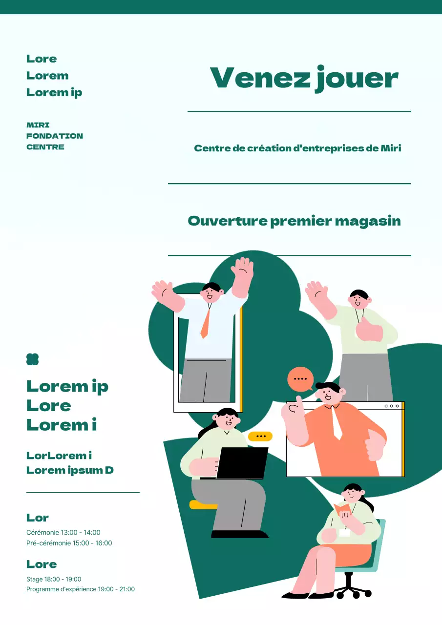 Flyer pour l'ouverture d'un joli centre vert d'entreprenariat pour les jeunes