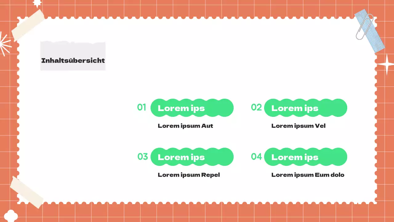 Texturierte Präsentation mit orangefarbenen und chartreusefarbenen Akzenten