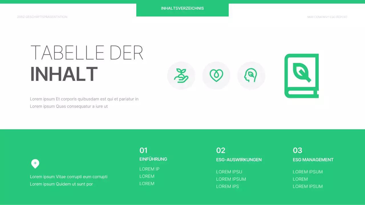 Ein einfacher ESG-Bericht für Unternehmen in Chartreuse und Weiß