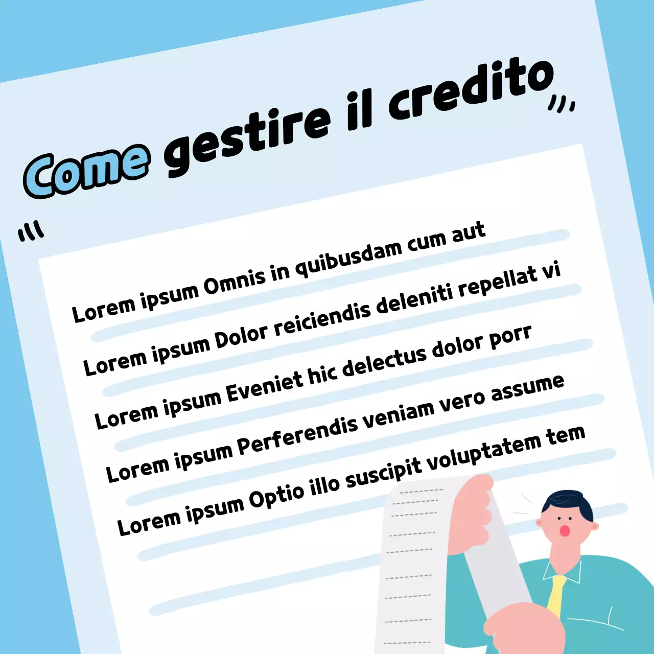 Informazioni semplici e di colore azzurro per la gestione del punteggio di credito