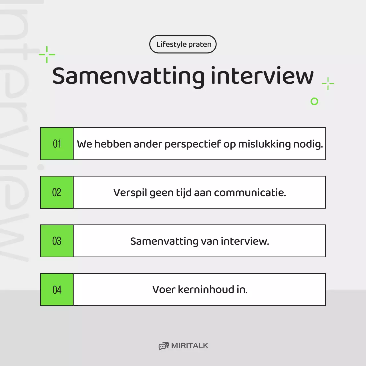 Een eenvoudige interviewpost voor een zakelijk portret in chartreuse en grijs