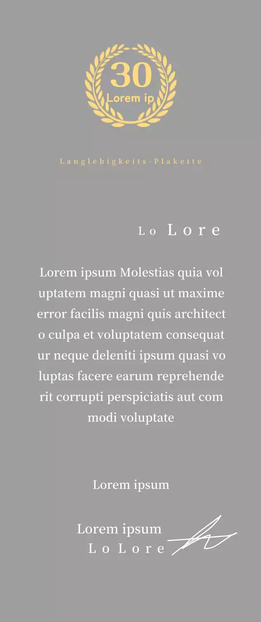 Firmenjubiläumsplakette mit Lorbeersymbol Konzept