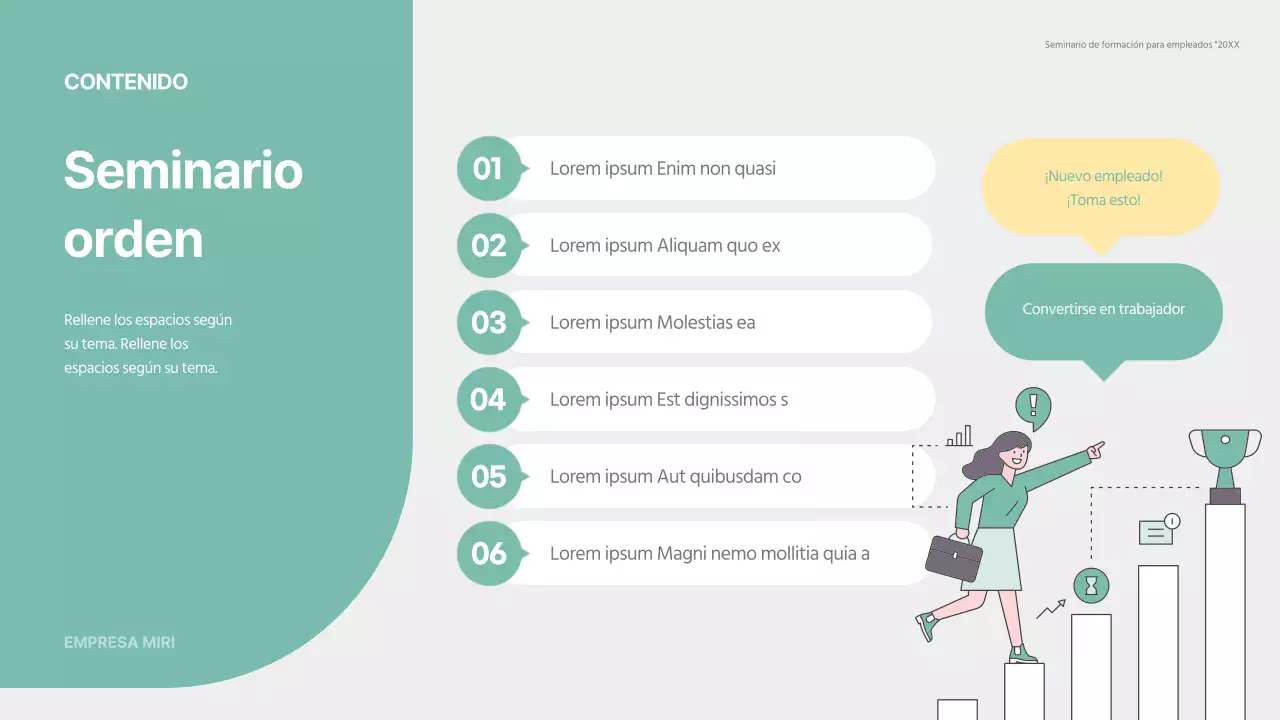 Materiales de formación para el seminario de incorporación de nuevos empleados, ecológicos y sencillos