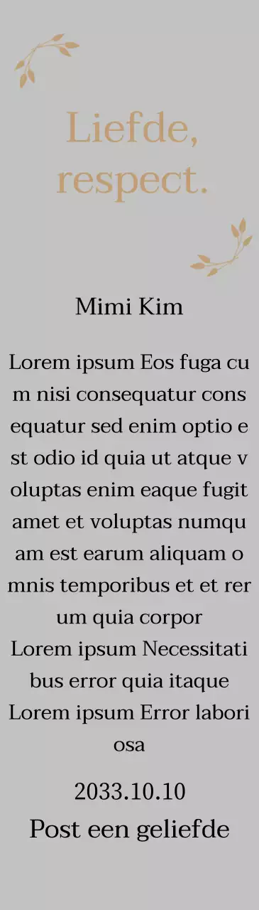 Classy bedankbord met goud en bladeren