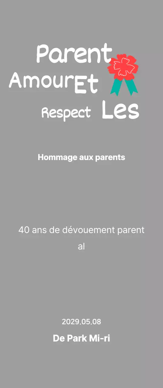 Calligraphie de la fête des mères avec illustration d'un œillet rouge