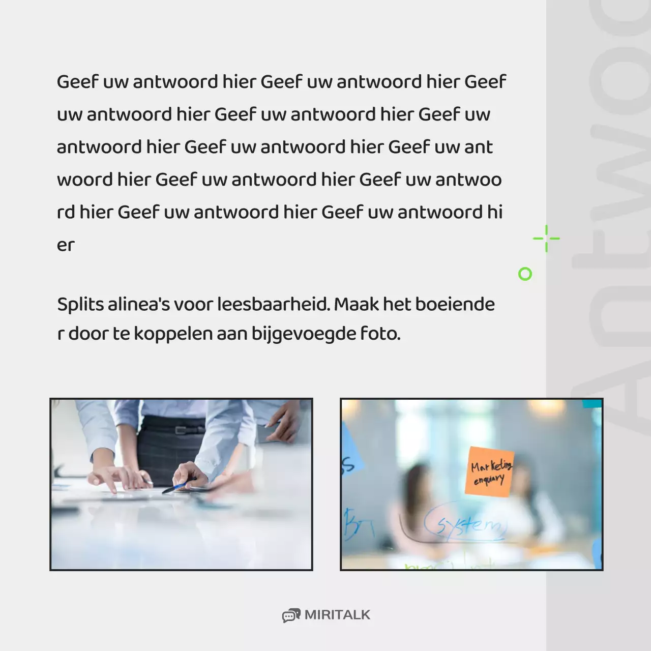 Een eenvoudige interviewpost voor een zakelijk portret in chartreuse en grijs