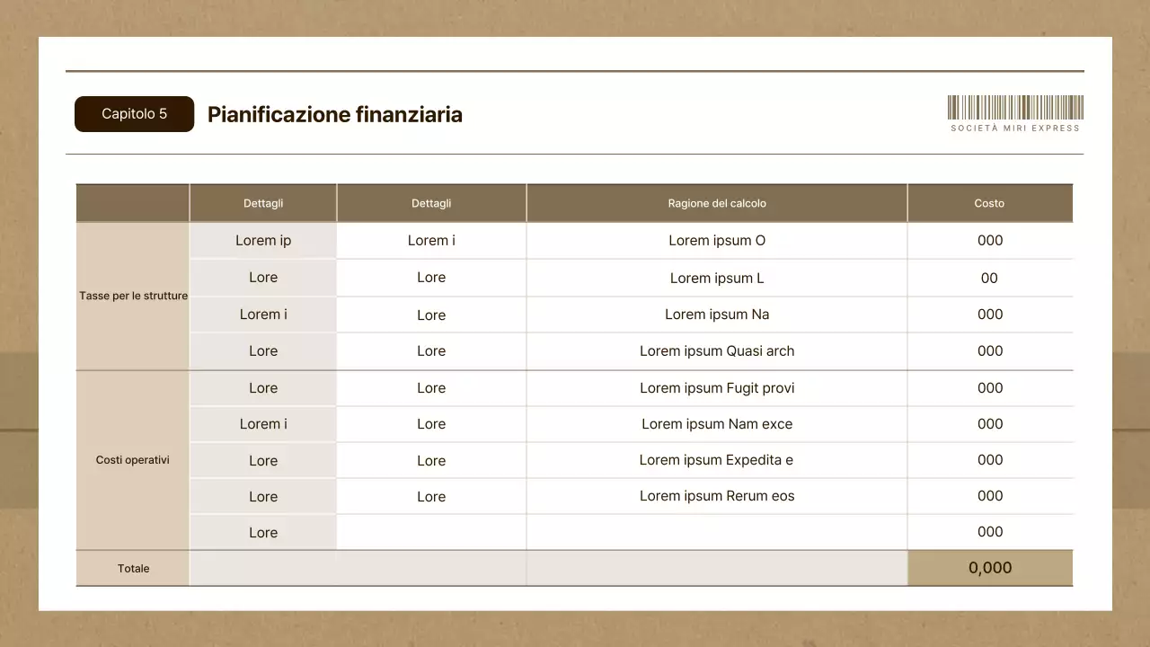Semplice business plan di un'azienda di corrieri in marrone e beige