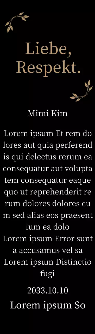 Edle Danksagungstafel mit Gold und Blättern