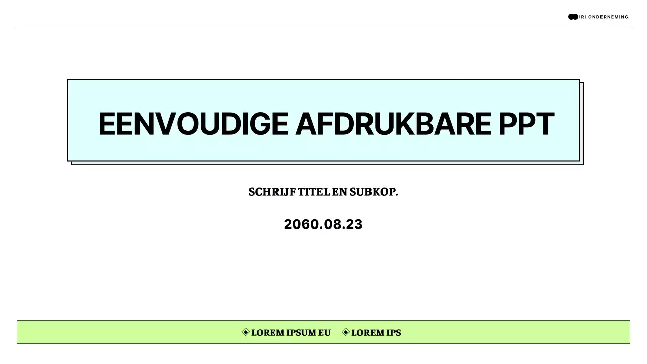 Een eenvoudig afdrukbaar rapport in lichtblauw en chartreuse