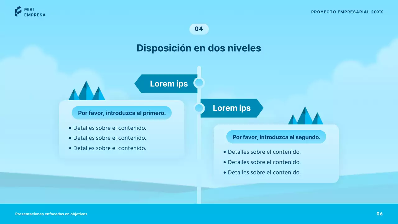 Presentaciones comerciales sencillas en azul