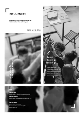 Affiche promotionnelle moderne en noir et blanc pour un incubateur