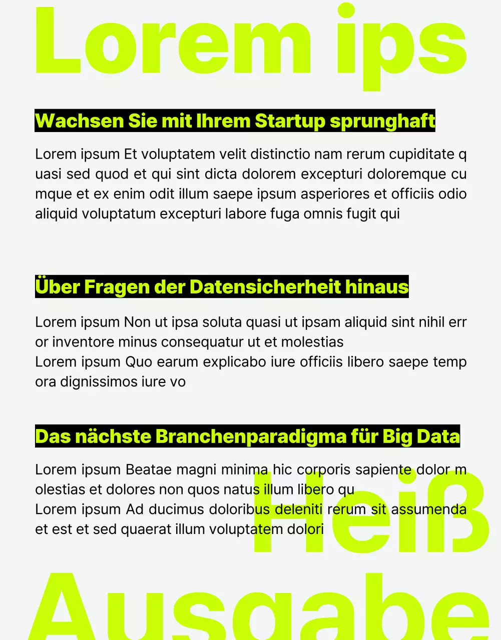 Ein trendiger interner Webzine-Newsletter mit lindgrünen Akzenten