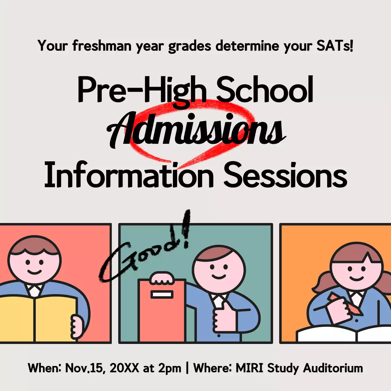 Beige Simple Admissions Information Social Media Post