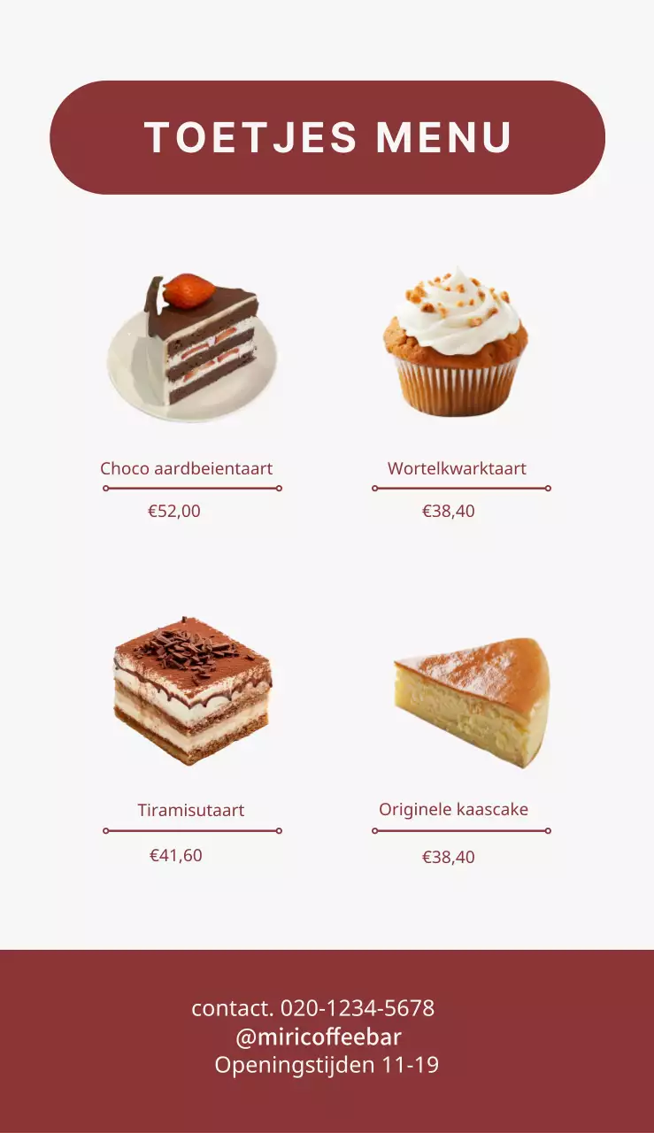 Seizoensgebonden menubelettering met foto's en letters van aardbeien latte tegen een rood-witte achtergrond