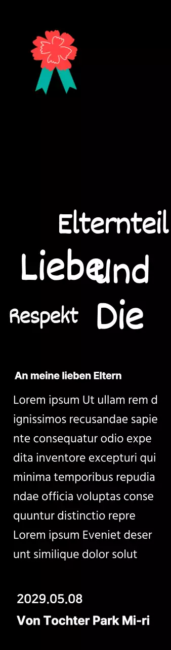 Kalligrafie zum Muttertag mit roter Nelke Illustration