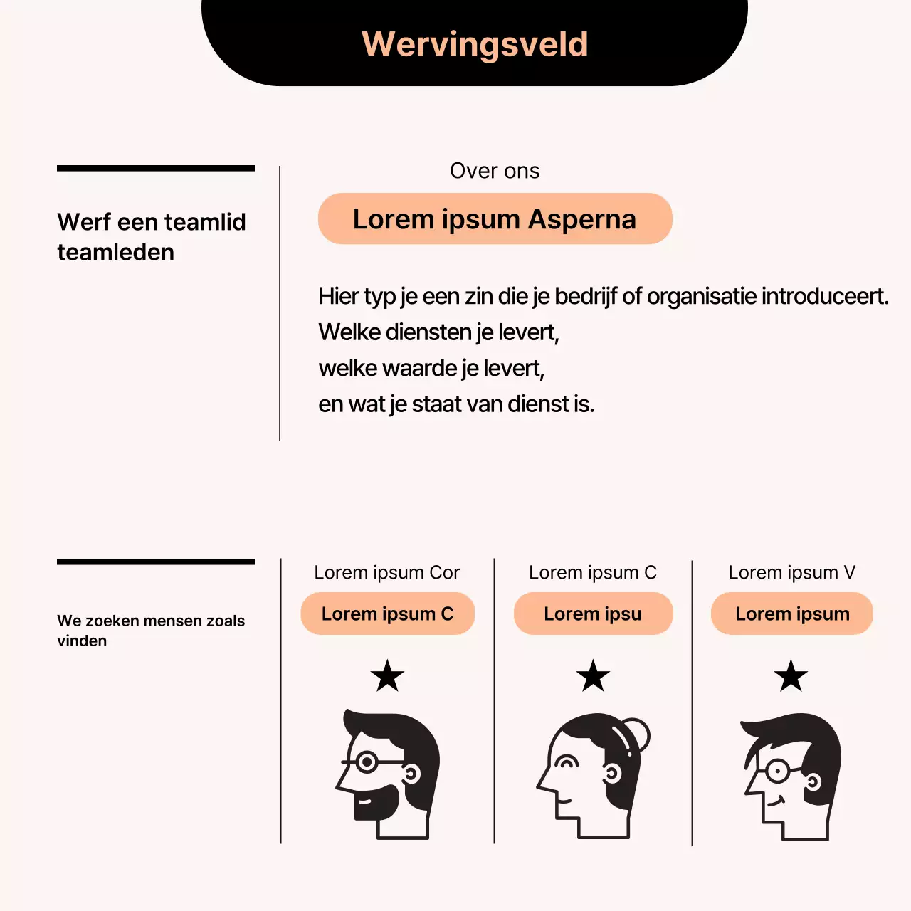Een eenvoudige oranje en zwarte wervingskaartNieuws
