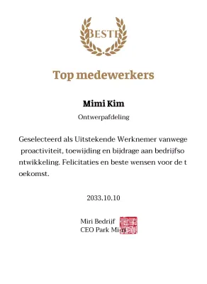 Luxe bedankbord met gouden lauweren en stempel