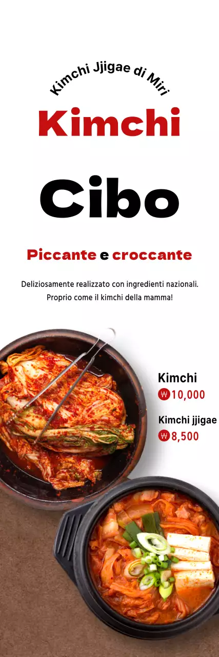 Promuovere kimchi e jjigae con uno sfondo bianco e un look pulito