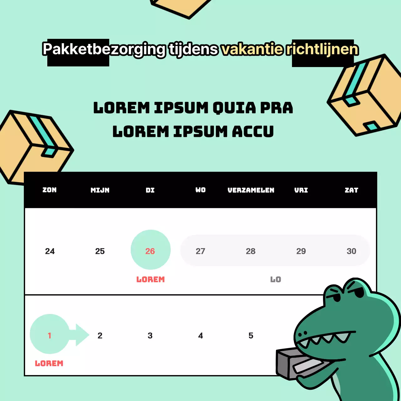 Aankondigingen van Argo, een kitscherig personage met een mintkleurige achtergrond