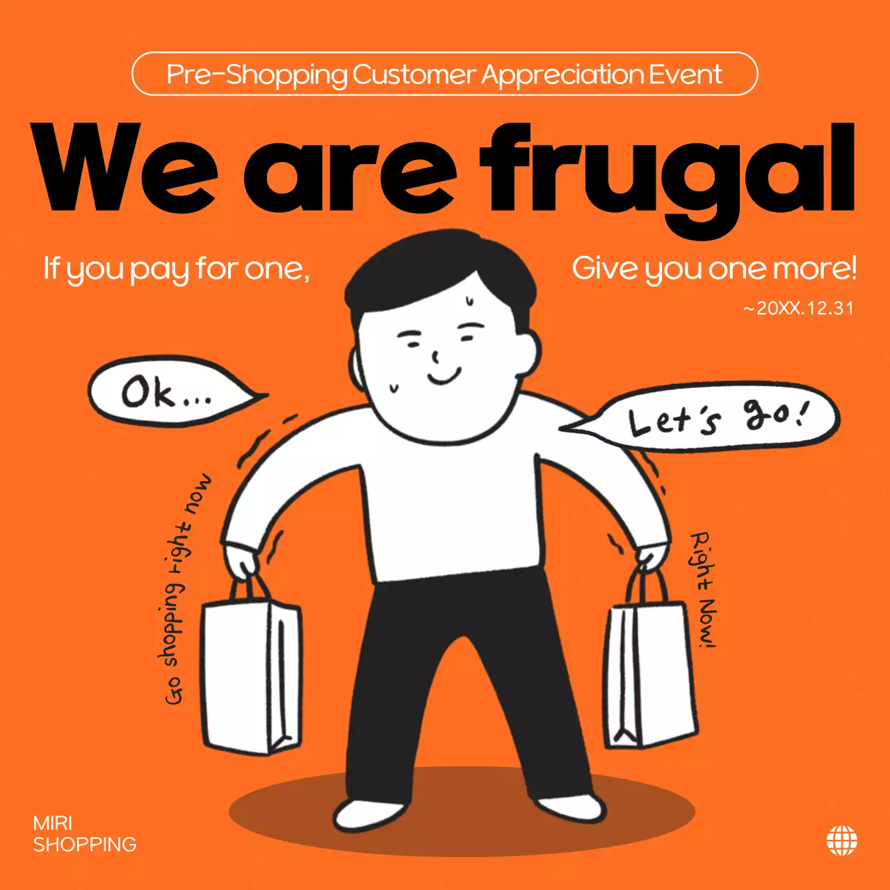 오렌지 코믹 쇼핑 프로모션 소셜 미디어 포스트