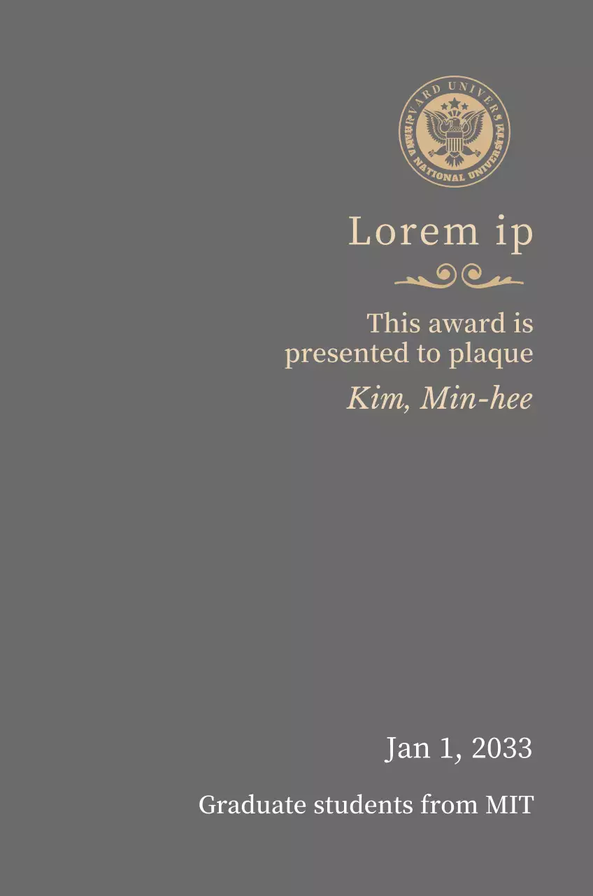 Plakat gelar yang mewah dengan logo sekolah dan hiasan emas