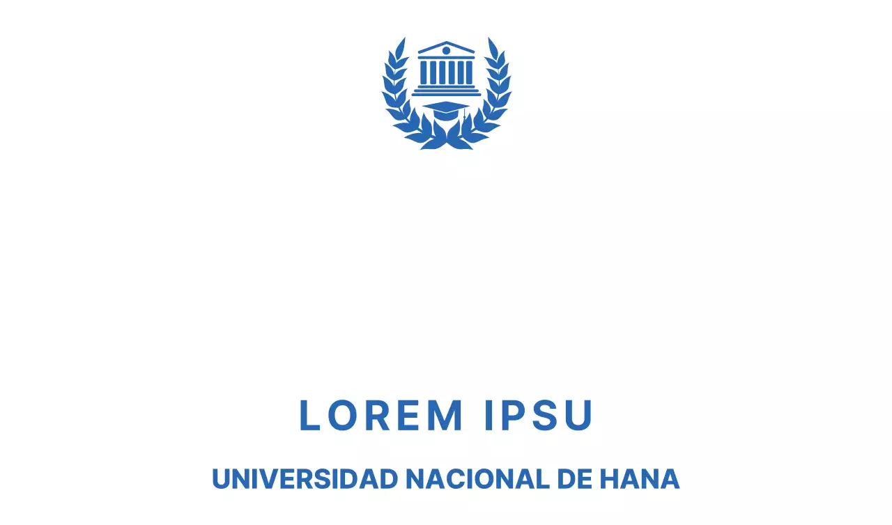 Artículos promocionales escolares en azul con laureles y logotipo del edificio escolar