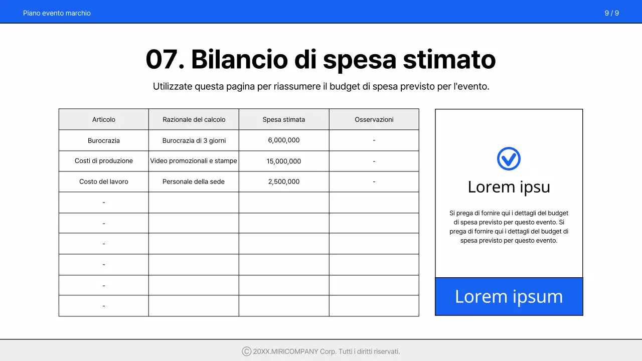 Una proposta di evento semplice e di marca in blu e bianco
