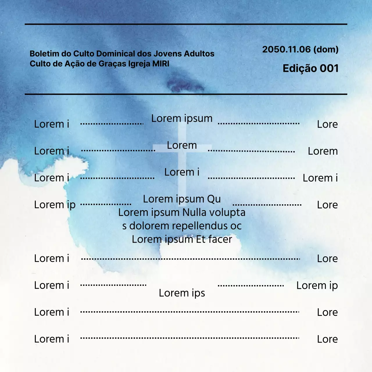 Um guia para boletins de culto modernos em azul e branco