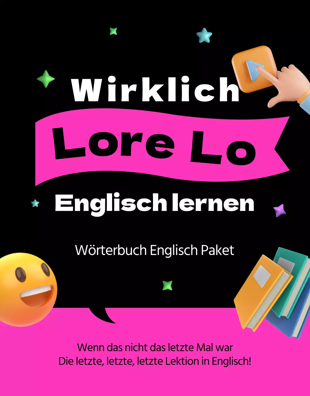 Förderung des Erlernens der englischen Sprache in Schwarz und Rosa
