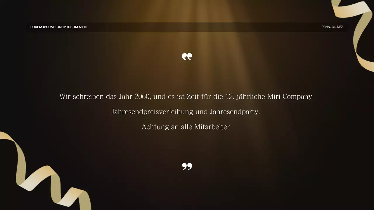 Eine luxuriöse Leistungspräsentation in Gold und Braun und ein Veranstaltungsbericht zum Jahresende