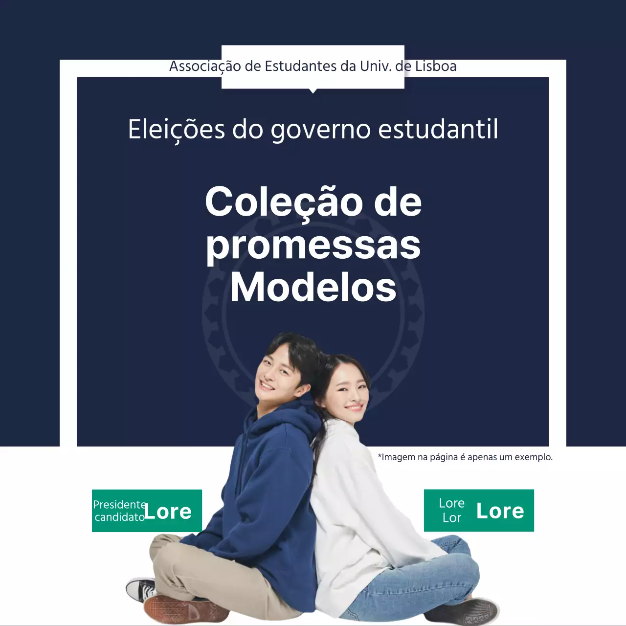 Um folheto simples, azul-marinho e branco, com promessas eleitorais