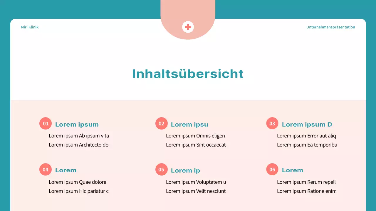 Einfacher Marketingvorschlag für ein Krankenhaus in Blau und Rot