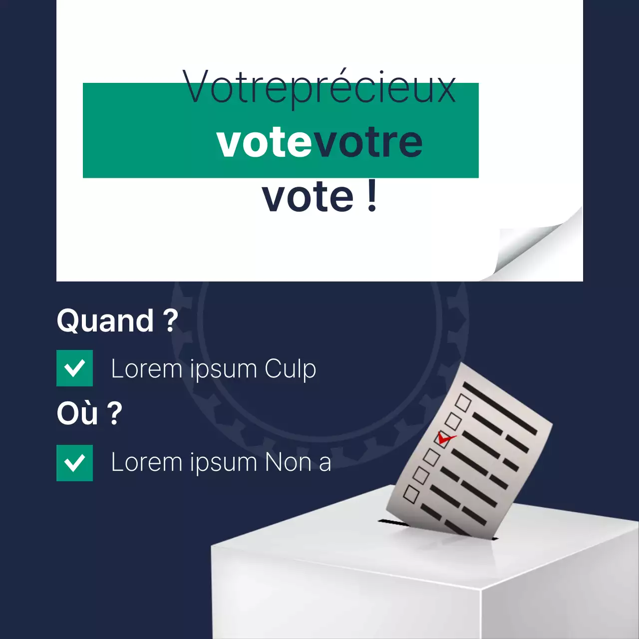 Un livret de promesses électorales simple, bleu marine et blanc