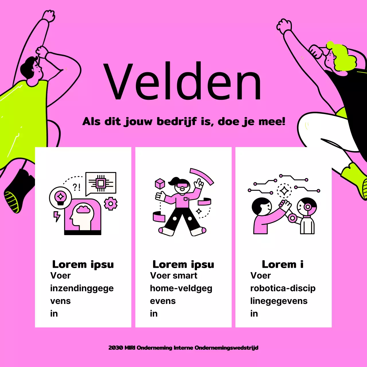 Promoot een interne ondernemingswedstrijd met een pop-art roze en neon look