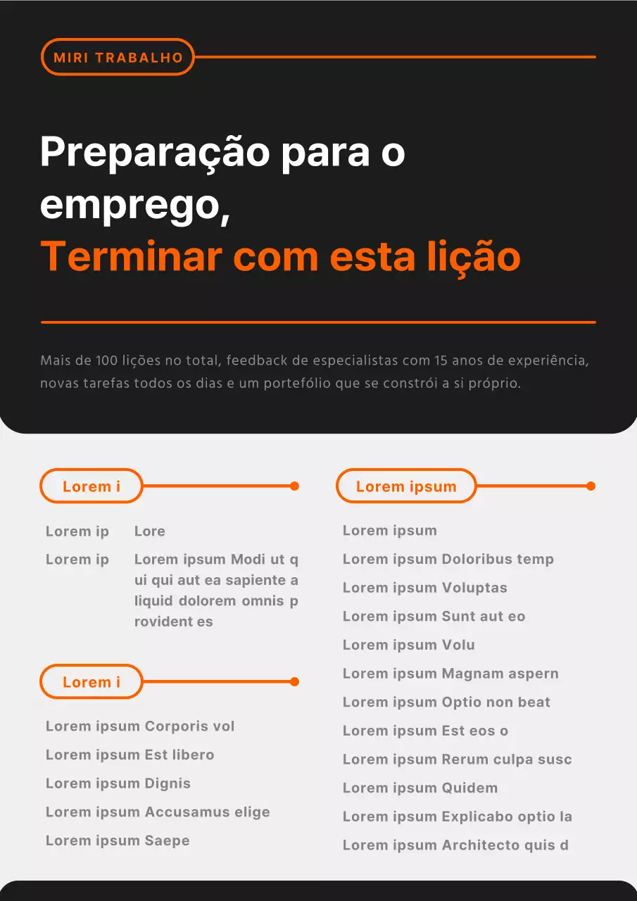 Promover uma aula simples de procura de emprego a preto e laranja