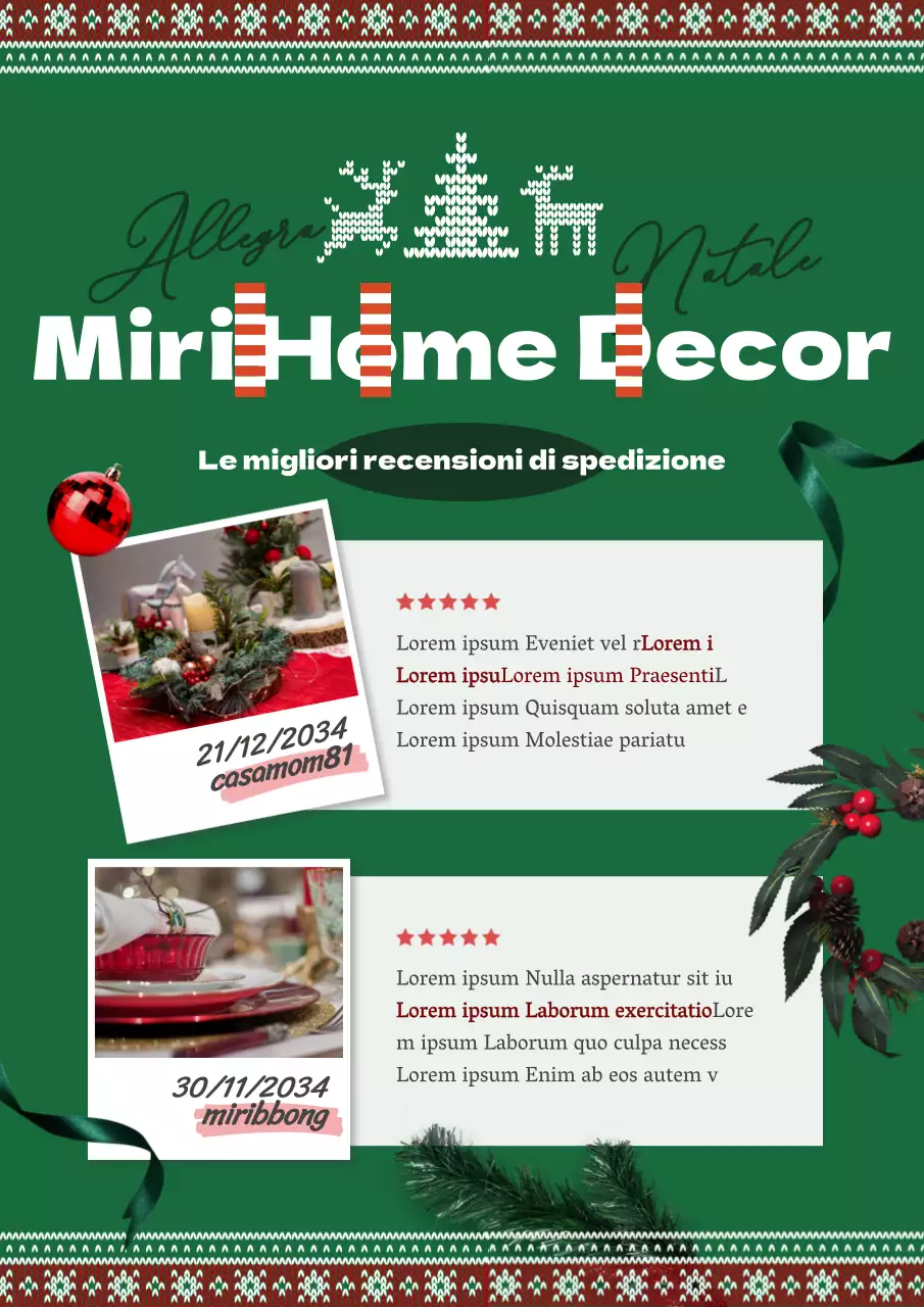 Oggetti decorativi rossi e verdi per la casa