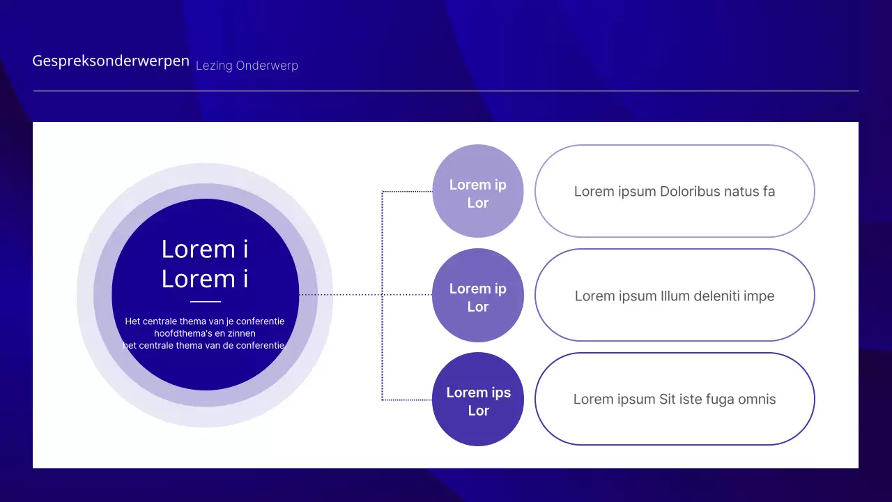 Een luxe conferentiepresentatie in marineblauw