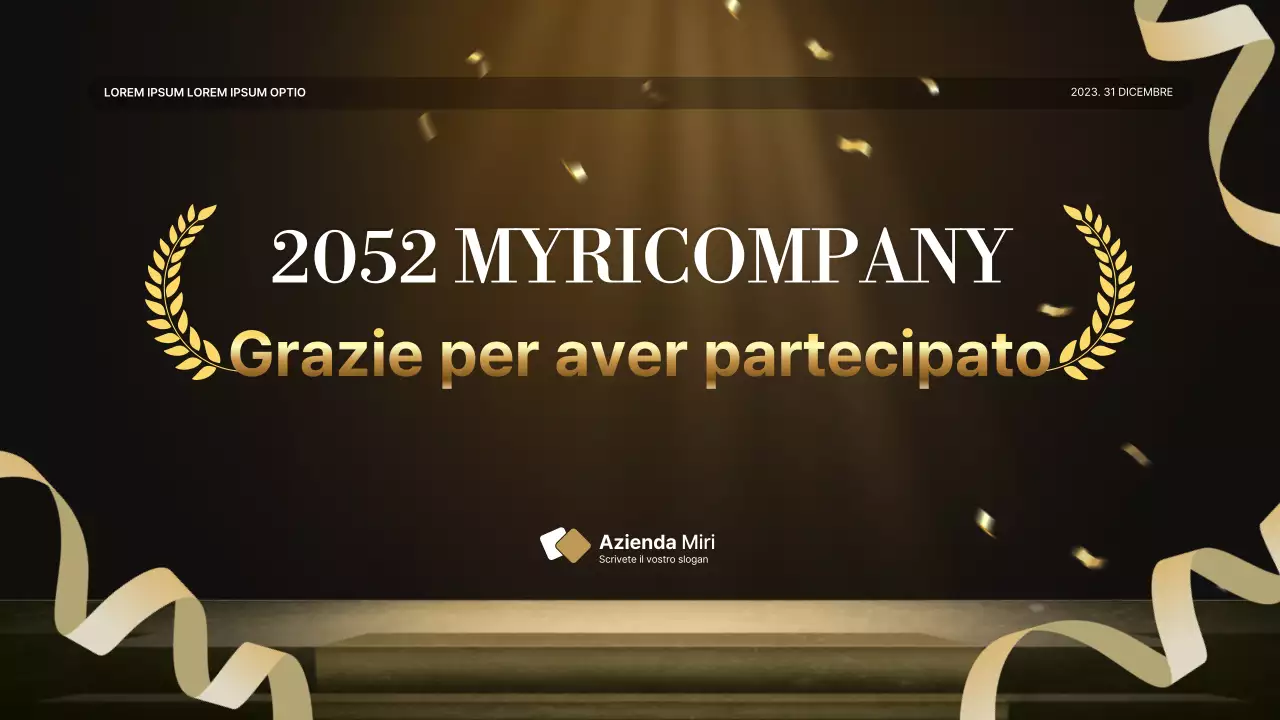 Una lussuosa presentazione delle prestazioni in oro e marrone e un resoconto dell'evento di fine anno
