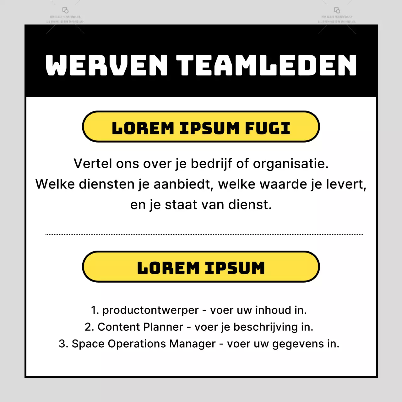 Trendy teamrekruteringsadvertenties met grijze achtergronden