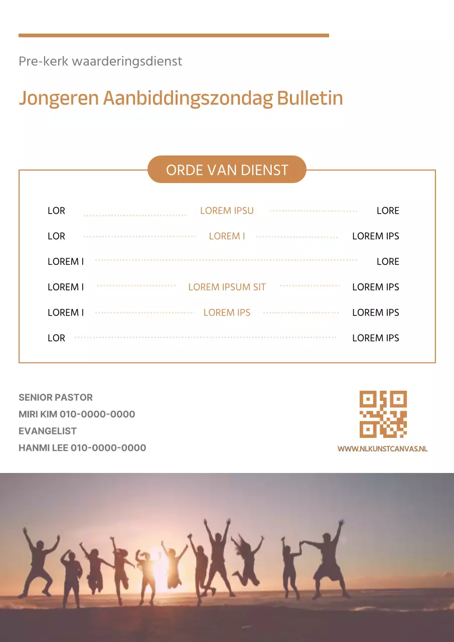 Moderne bulletingids voor zondagsdiensten met een witte achtergrond